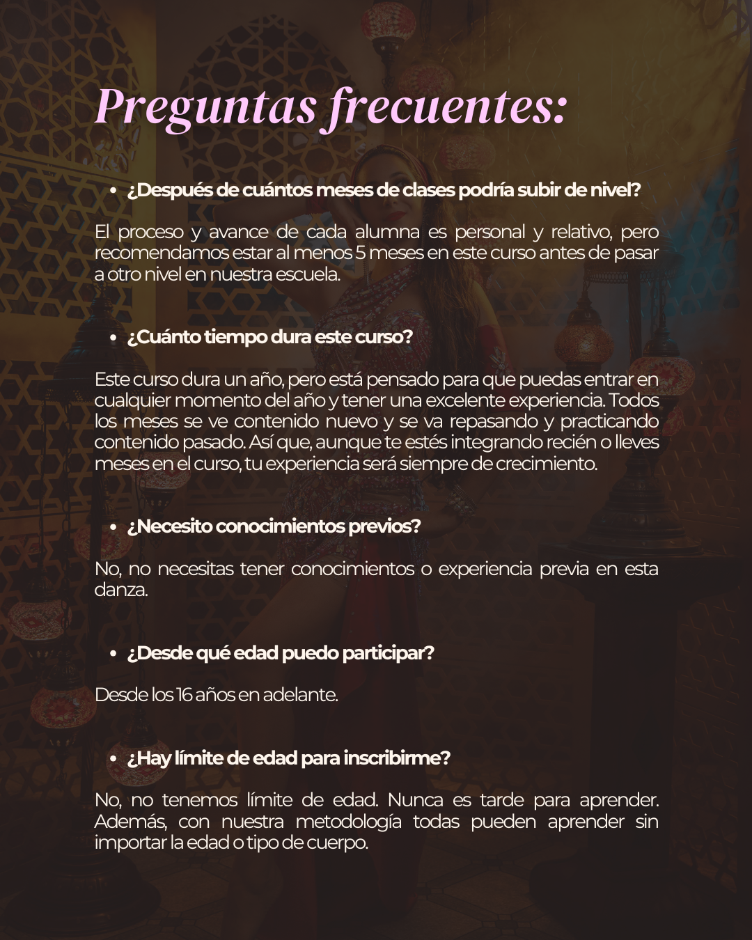 Curso de danza árabe "Enciende tus caderas" ✨